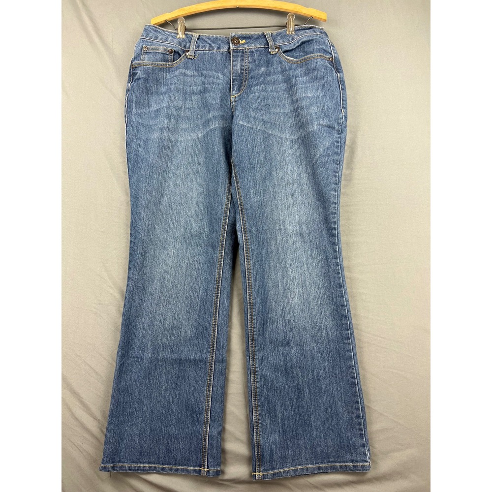 Falls Creek Jeans Womens 12 Short Classic Boot Blue Denim Stretch Good